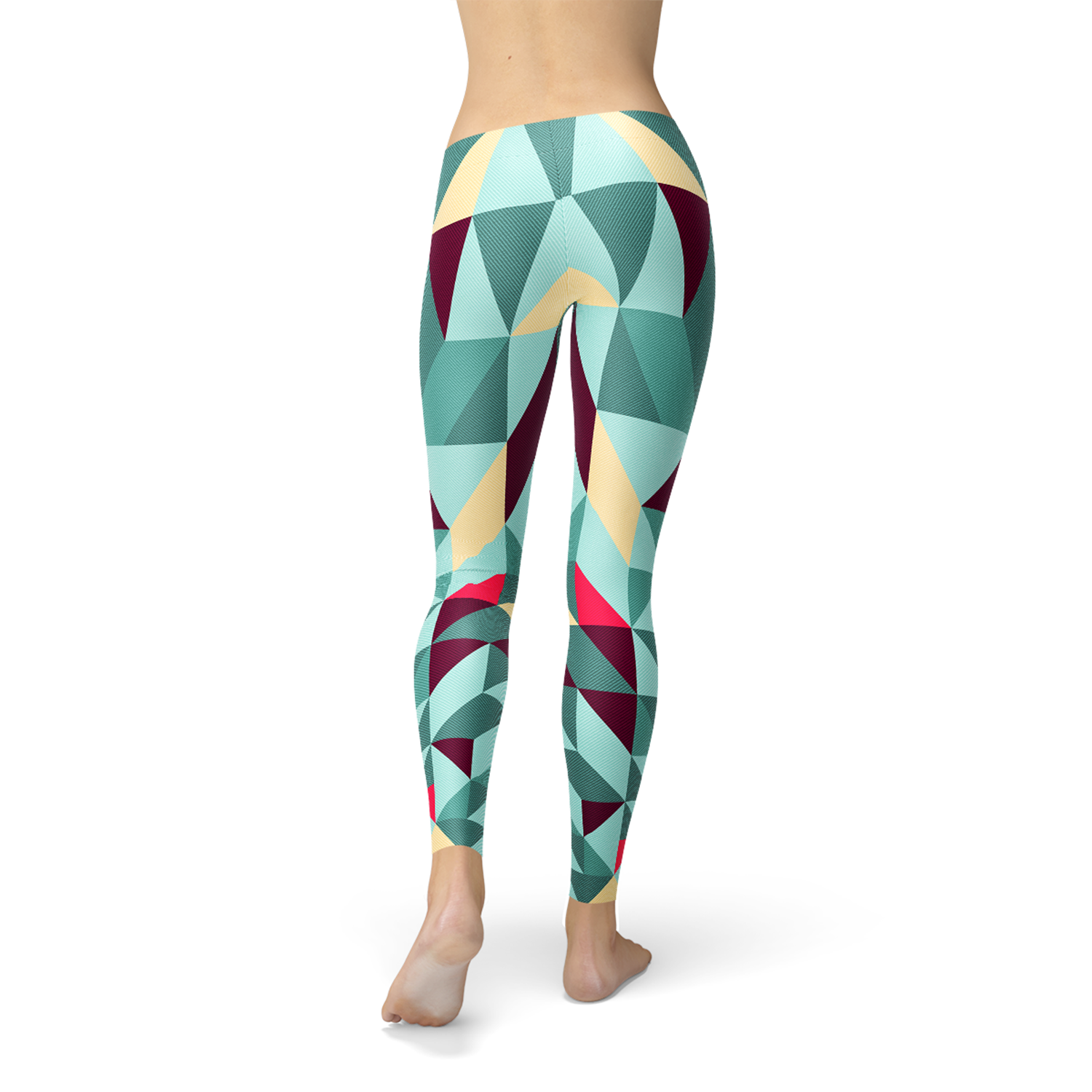 Womens Leggings w/ Colorful Geometric Triangles